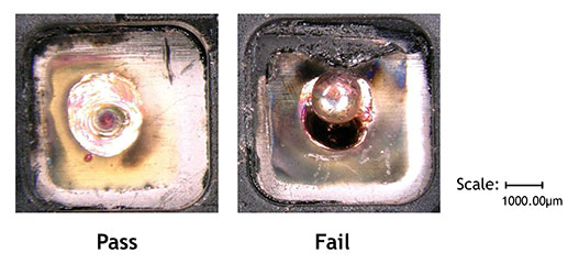Digital Optical Microscope Copper Electrical Contact Weld Pass Fail